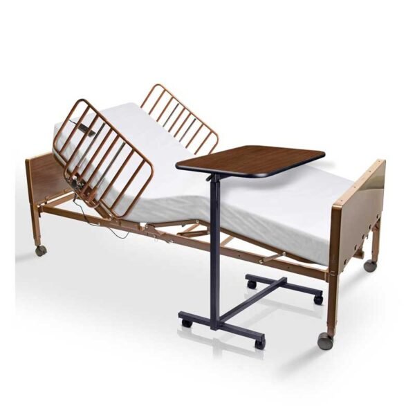 Electric Hospital Bed for Home Use - Includes Foam Mattress, Half Rails, Overbed Table - Medical Bed Set for Long Term Care - 36" x 80"