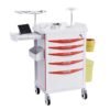 Rolling Emergency Medical Storage Crash Cart with Drawers -CPR Board, IV Pole, Silent Casters, Trash Bin, O2 Holder, Drawer with Dividers, File Box, Nursing Cart for Clinic, Hospital, Salon