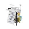 Rolling Emergency Medical Storage Crash Cart with Drawers -CPR Board, IV Pole, Silent Casters, Trash Bin, O2 Holder, Drawer with Dividers, File Box, Nursing Cart for Clinic, Hospital, Salon
