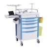 Rolling Emergency Medical Storage Crash Cart with Drawers -CPR Board, IV Pole, Silent Casters, Trash Bin, O2 Holder, Drawer with Dividers, File Box, Nursing Cart for Clinic, Hospital, Salon