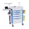 Rolling Emergency Medical Storage Crash Cart with Drawers -CPR Board, IV Pole, Silent Casters, Trash Bin, O2 Holder, Drawer with Dividers, File Box, Nursing Cart for Clinic, Hospital, Salon