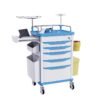 Rolling Emergency Medical Storage Crash Cart with Drawers -CPR Board, IV Pole, Silent Casters, Trash Bin, O2 Holder, Drawer with Dividers, File Box, Nursing Cart for Clinic, Hospital, Salon