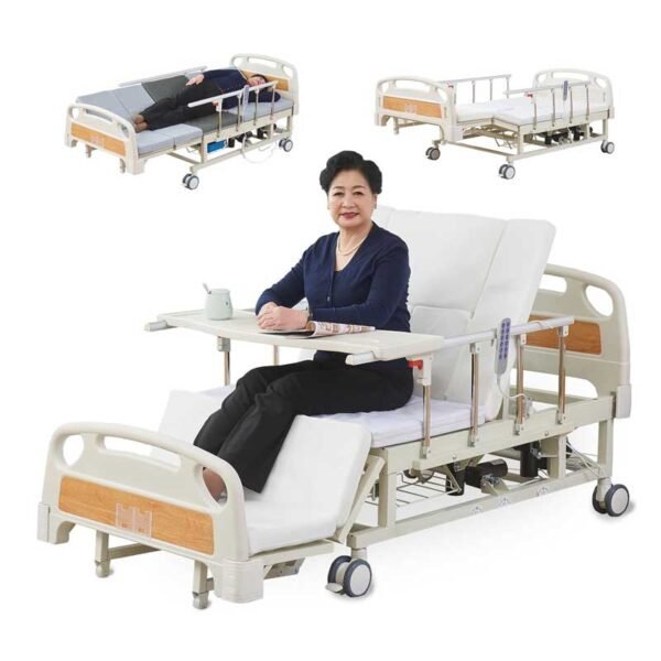 Premium Full Electric Hospital Bed for Home Use with Lateral Tilting Function, 10-Function Medical Beds with 5 Adjustable Positions, CPR Flat, 5" Locking Casters, Mattress & IV Pole, 550 lbs Capacity
