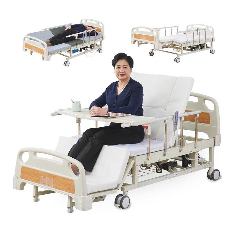Premium Full Electric Hospital Bed for Home Use with Lateral Tilting Function, 10-Function Medical Beds with 5 Adjustable Positions, CPR Flat, 5" Locking Casters, Mattress & IV Pole, 550 lbs Capacity