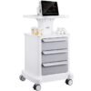 VEVOR 4 Tiers Lab Carts, Lab Utility Cart with 3 Drawers & 1 Top Tray, Mobile Medical Cart with ABS Material, Lab Rolling Cart with 4 Silent Wheels for Lab, Clinic, Hospital, Salon, White