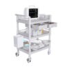 Mobile Medical Carts 3 Tier Professional Utility Cart 330 LBS Max Load Rolling Crash Cart Ultrasound Trolley with Wheels Drawers Dirt Bucket Sharps Box Storage Basket for Hospital Dental Clinic Home