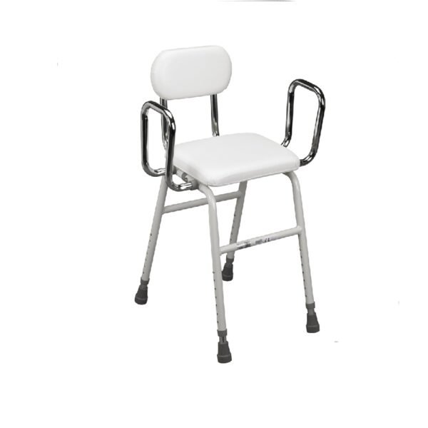 Drive Medical 12455 Adjustable Height Stool with Back and Arms White